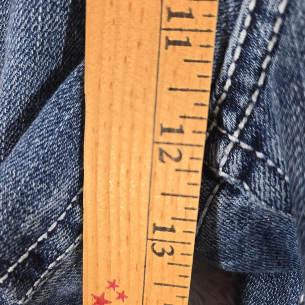 Axel Slim Boot Blue Jeans Mens 40x32 Medium Wash Embroidered Flap Pocket Stretch
